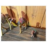 Vintage Hand-Carved Wooden Camel & Caravan Figurine Lot – Miniature Animals