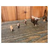 Vintage Hand-Carved Wooden Camel & Caravan Figurine Lot – Miniature Animals
