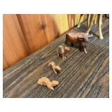 Vintage Hand-Carved Wooden Camel & Caravan Figurine Lot – Miniature Animals