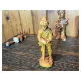 Vintage Hand-Carved Figurine Lot – Wood & Resin Characters, Musicians, Gnomes & Miniatures