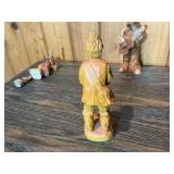 Vintage Hand-Carved Figurine Lot – Wood & Resin Characters, Musicians, Gnomes & Miniatures