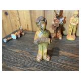 Vintage Hand-Carved Figurine Lot – Wood & Resin Characters, Musicians, Gnomes & Miniatures