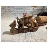 Nautical Wood Décor Lot – Hand Carved Whale, Boats, Shells & Folk Art Pieces