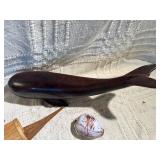 Nautical Wood Décor Lot – Hand Carved Whale, Boats, Shells & Folk Art Pieces