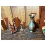 Vintage Mixed Decorative Lot – Wood Bowls, Mini Vases, Folk Art & Small Collectibles