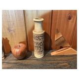 Vintage Mixed Decorative Lot – Wood Bowls, Mini Vases, Folk Art & Small Collectibles