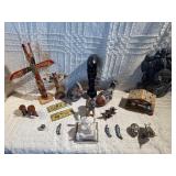 Tribal, Folk Art & Global Collectibles Lot – Carvings, Inlay, Music Box & Décor