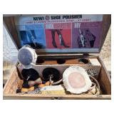 Vintage GE Shoe Polisher Kit w/ Brushes, Box & Polish Lot – Barber / Man Cave Decor
