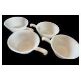 Set of 4 Fire King Milk Glass Bowls with Handles