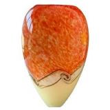 Murano Style Orange & Cream Art Glass Vase