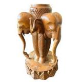 Hand Carved Teak Elephant Candle Holder