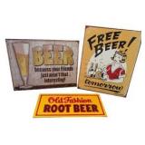 Set of 3 Metal Beer Signs