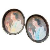 Two Vintage Coca Cola Oval Trays