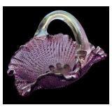 Small Purple Art Glass Basket
