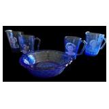 Cobalt Blue Shirley Temple Glass Dishes