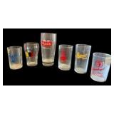 Six Vintage Collectible Beer Glasses