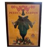Vintage Framed Advertising Poster for Vov pezziol Liqueur