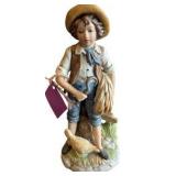 Porcelain Figurine of Boy & Chicken