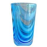 Hand Blown Blue Swirl Drinking Glass