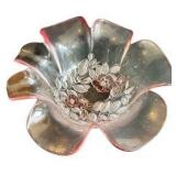 Pink Glass Floral Bowl