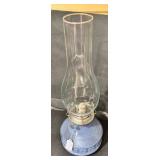 Pale Blue Art Deco Oil Lamp