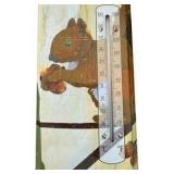 Three Metal Squirrel Themed Thermometers