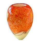 Murano Style Orange & Cream Art Glass Vase