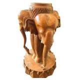 Hand Carved Teak Elephant Candle Holder