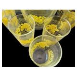 Vintage Pitcher & Glasses Bright Yellow Flower Set