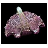 Small Purple Art Glass Basket