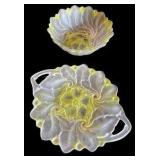 Vintage Indiana Frosted Glass & Green Wild Rose Depression Glass