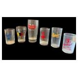 Six Vintage Collectible Beer Glasses