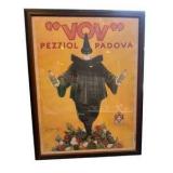 Vintage Framed Advertising Poster for Vov pezziol Liqueur