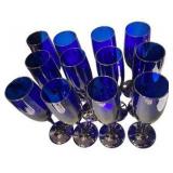 Set of 12 Cobalt Blue Drinking Flutes