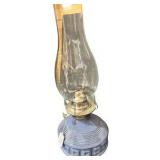 Pale Blue Art Deco Oil Lamp