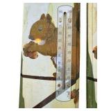 Three Metal Squirrel Themed Thermometers
