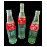 Three Vintage Diet Rite Cola Glass Bottles