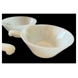 Set of 4 Fire King Milk Glass Bowls with Handles