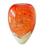 Murano Style Orange & Cream Art Glass Vase