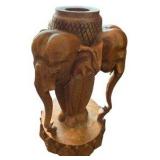 Hand Carved Teak Elephant Candle Holder