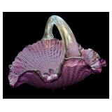 Small Purple Art Glass Basket