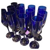 Set of 12 Cobalt Blue Drinking Flutes