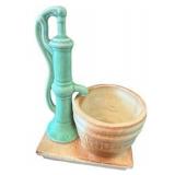 Two Smal Water Pump & Barrel Planters
