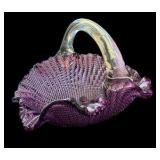 Small Purple Art Glass Basket