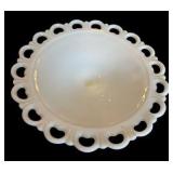 Vintage Milk Glass Lace Edge Footed Bowl