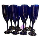 Set of 12 Cobalt Blue Drinking Flutes