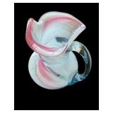 Pink & White Petite Swirl Art Glass Vase