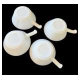 Set of 4 Fire King Milk Glass Bowls with Handles