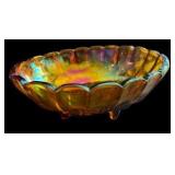 Vintage Carnival Glass Harvest Grape Fruit Bowl