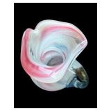 Pink & White Petite Swirl Art Glass Vase